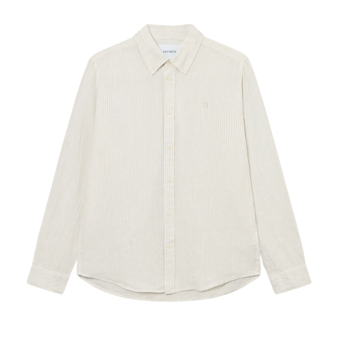Kristian Linen B.D. Shirt - Light Ivory/Walnut