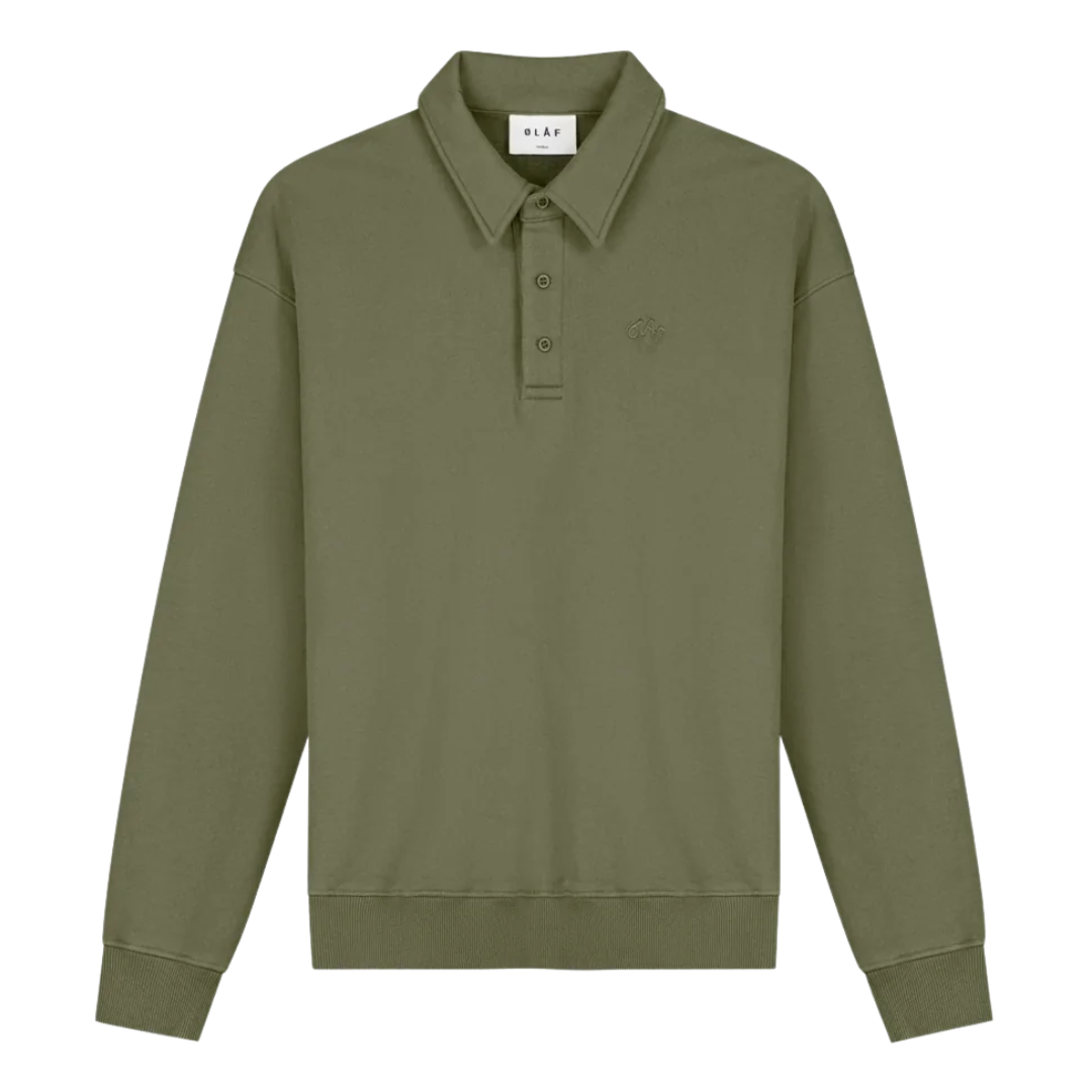 Signature Oversized Polo - Olive Night