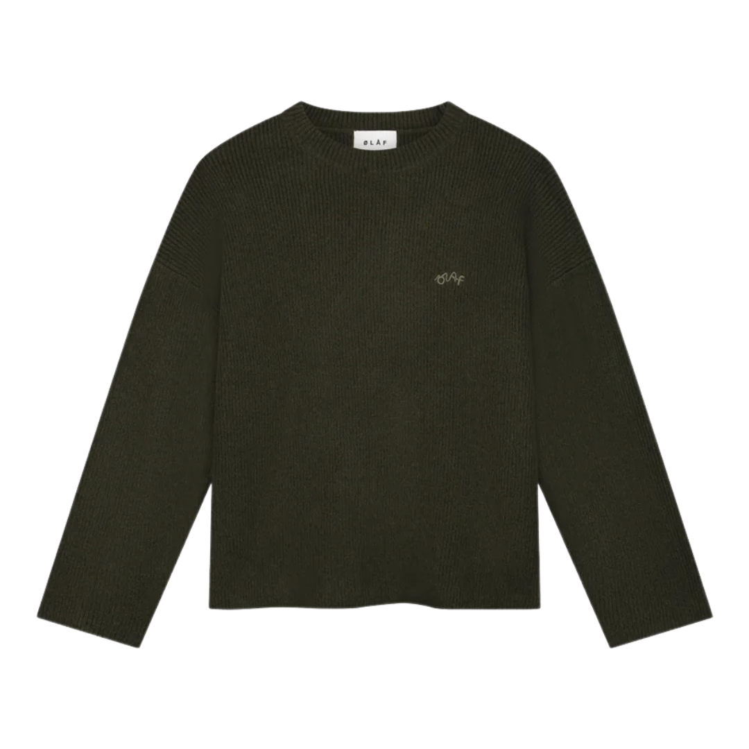 Signature Knitted Crewneck - Olive Night
