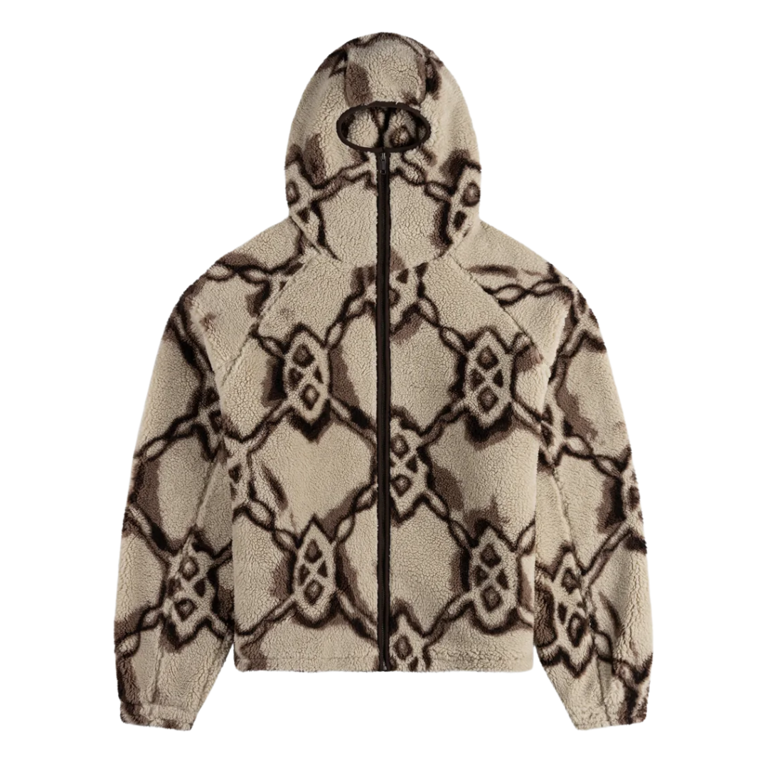 Burned Shield Sherpa Hoodie - Off-White
