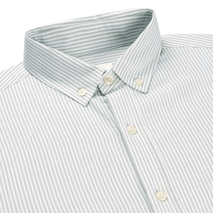 Organic Cotton Oxford Shirt - Light Grey Stripes