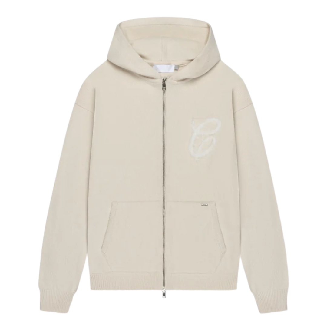 Fluffy Essence Knit Zip-Hoodie - Cream