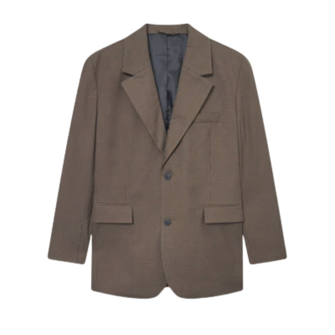 James Houndstooth Check Blazer - Teak Brown