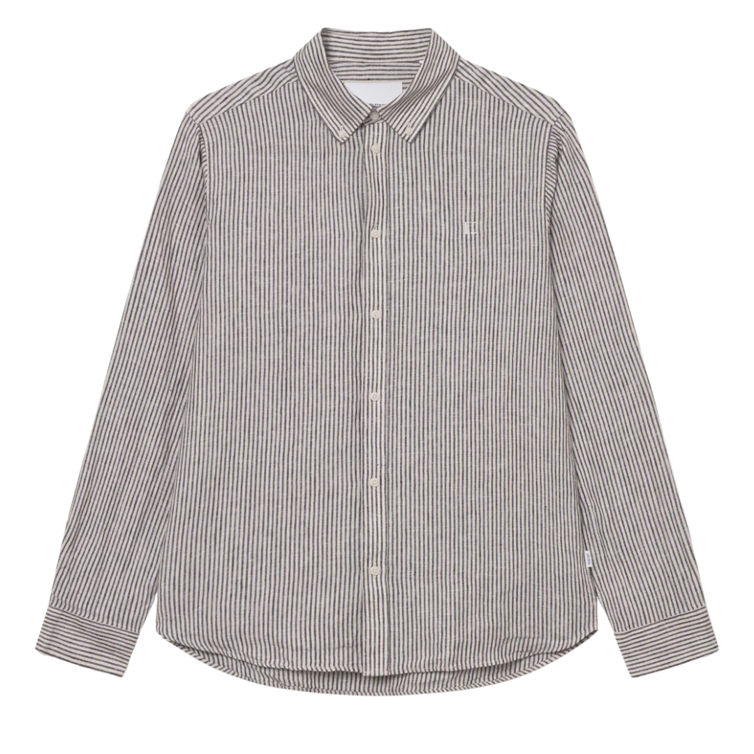 Konrad Stripe Linen Shirt - Black