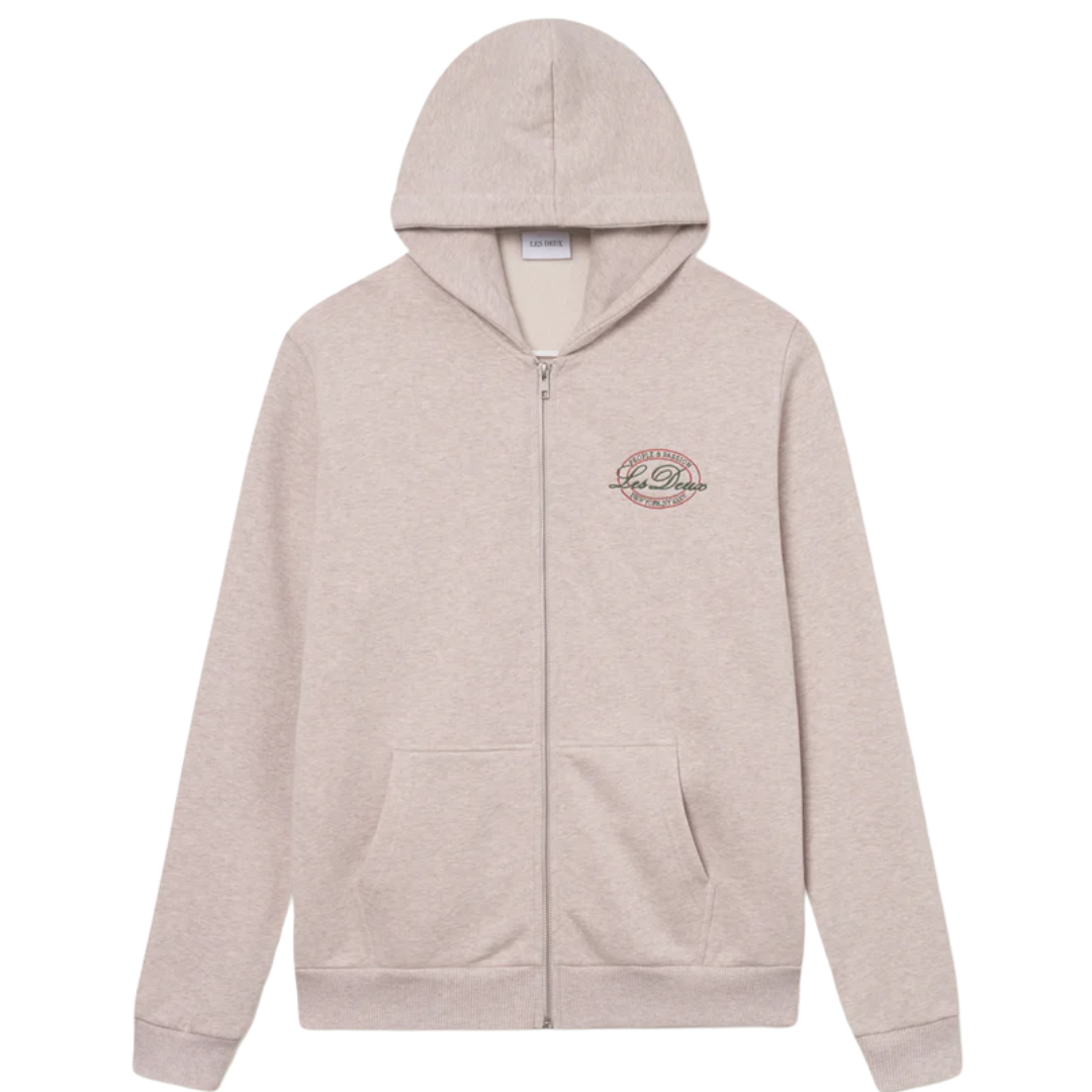 Glen Zip Hoodie - Light Sand Melange