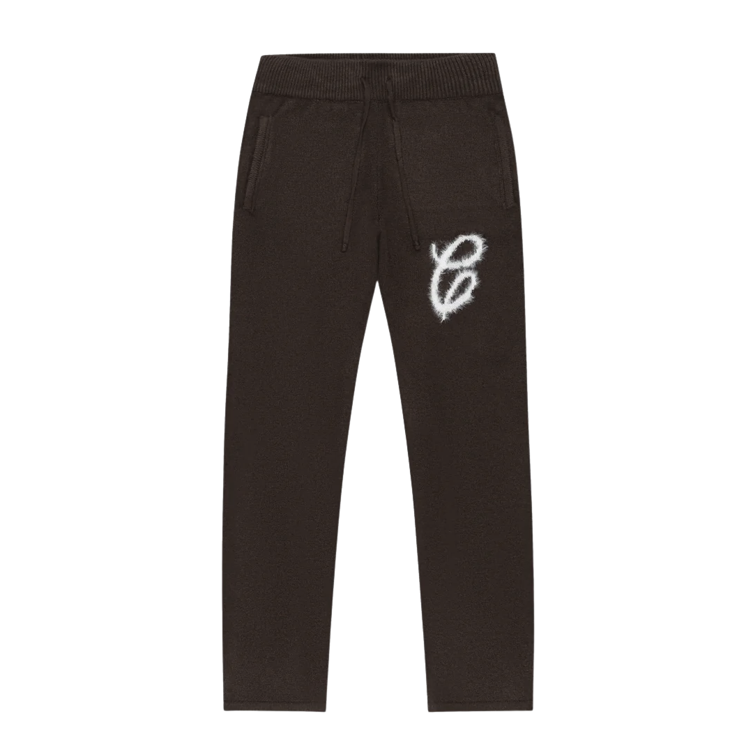 Fluffy Essence Knit Sweatpants - Brown