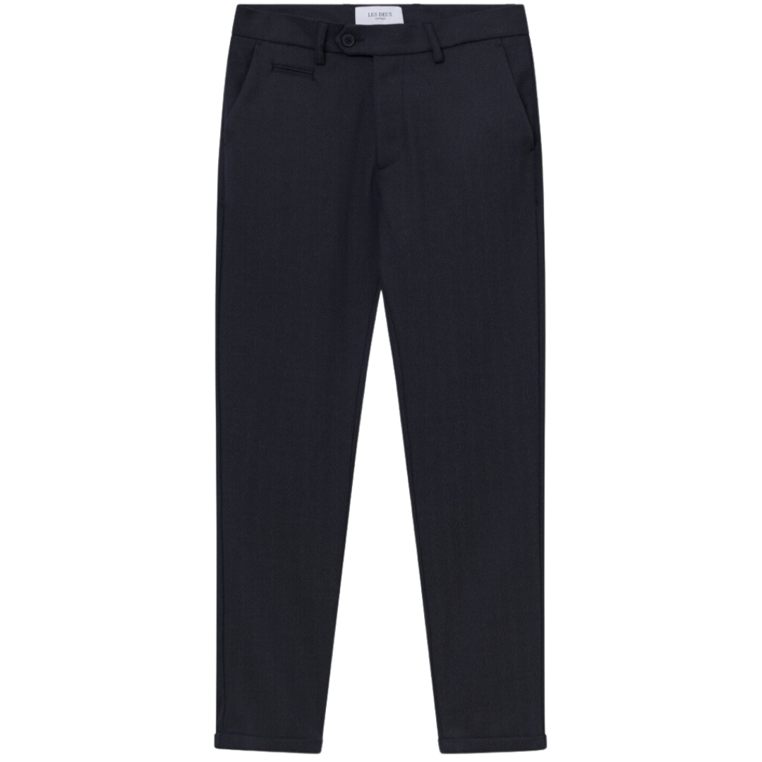 Como Herringbone Suit Pants - Dark Navy