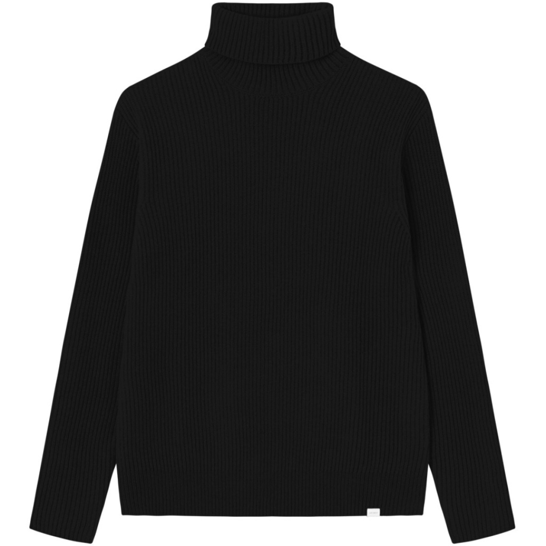 Eddie Wool Rib Rollneck Kniit - Black