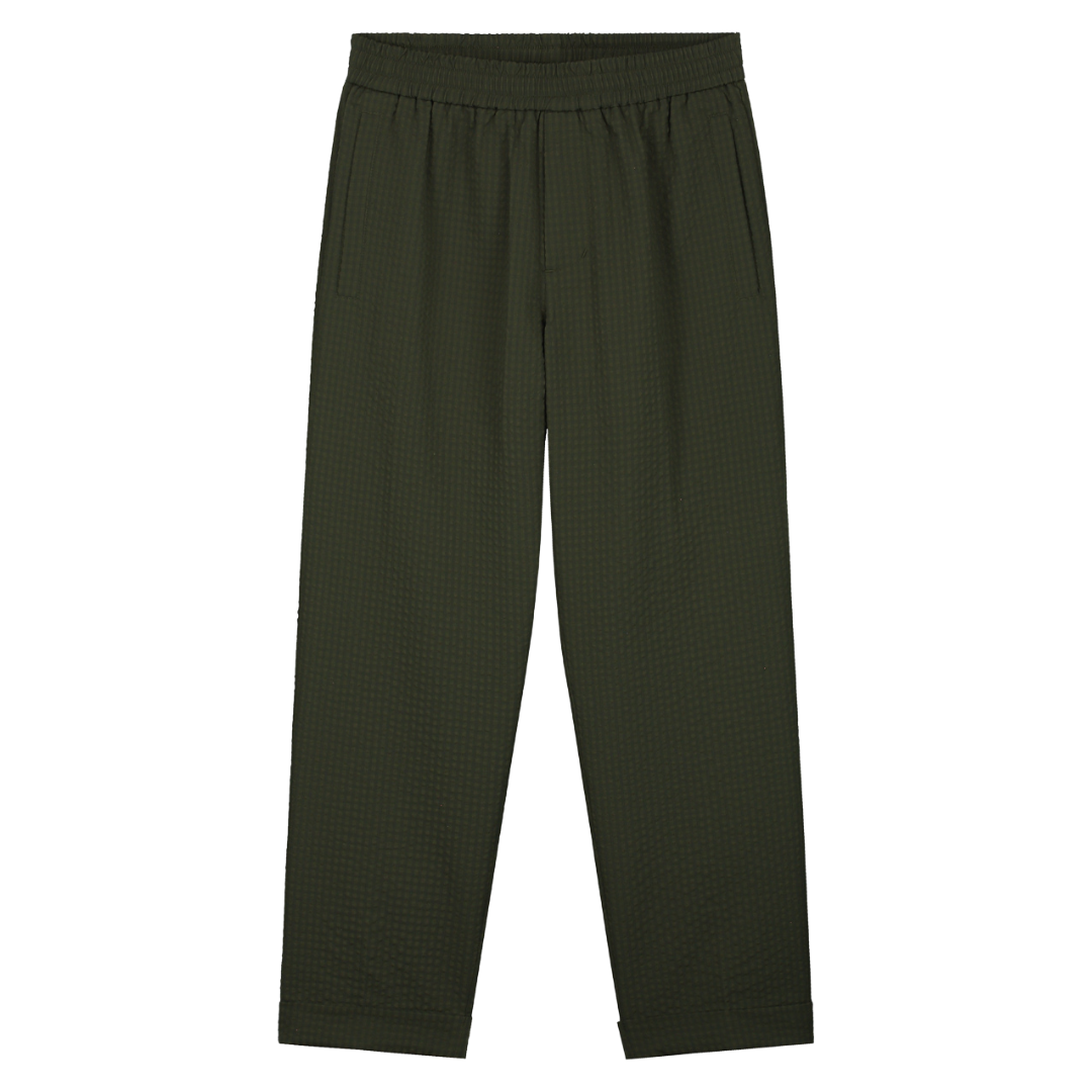 Seersucker Slim Pants - Dark Green