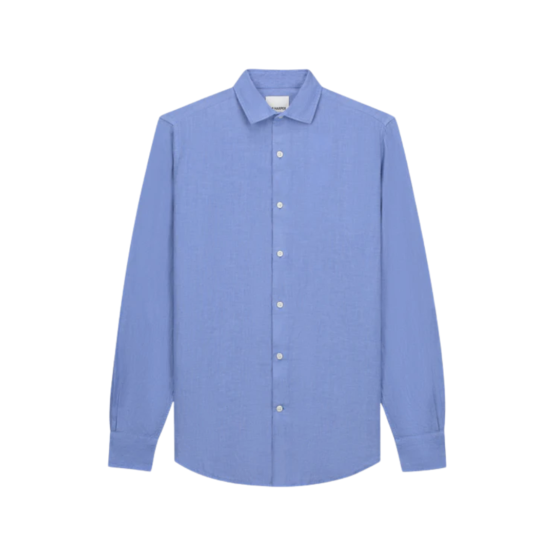 Linnen Shirt L/S - Mid Blue