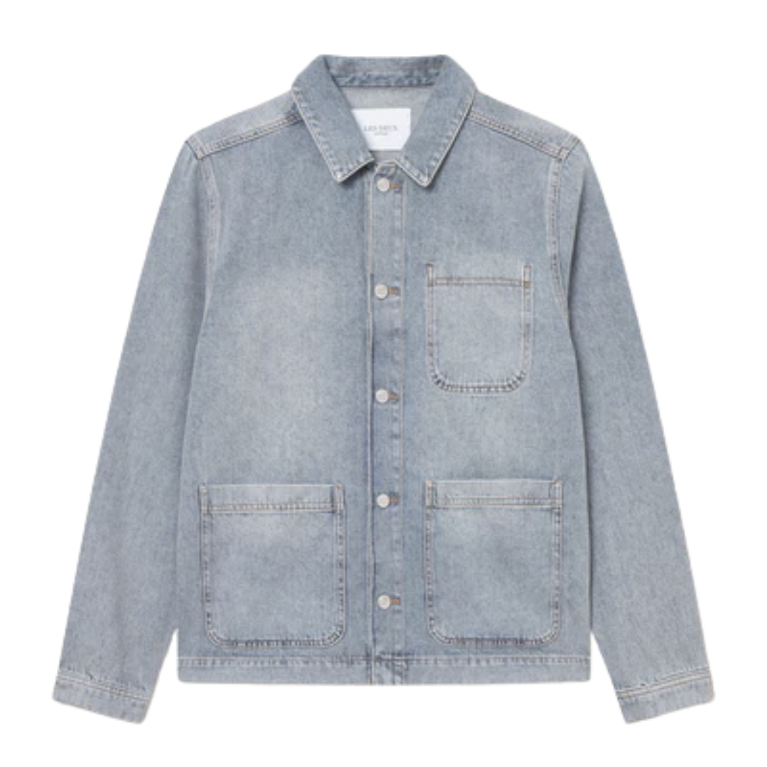 Layton Washed Denim Overshirt - Light Ice Blue Wash