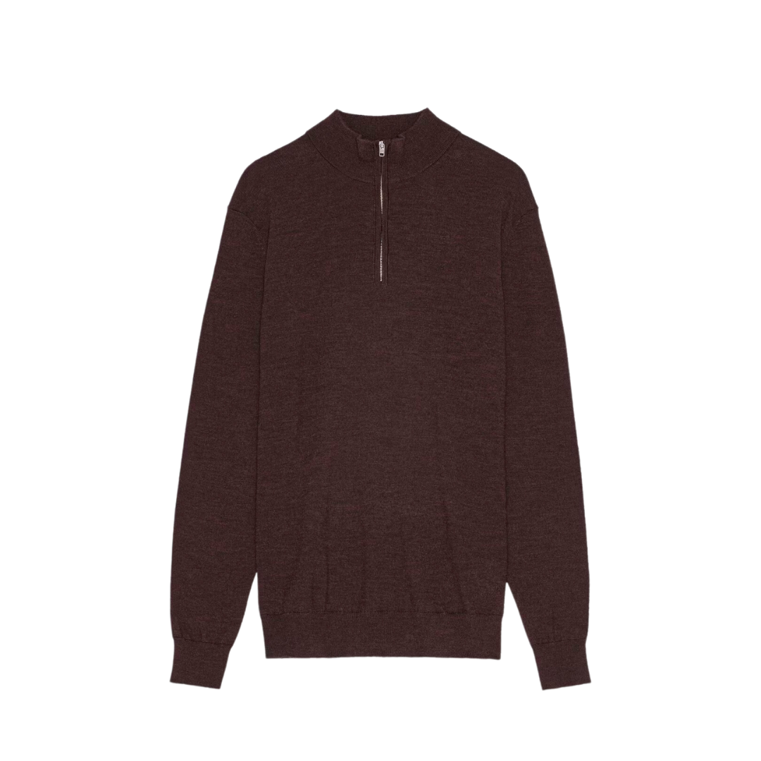 Sergio Zip Mock - Brown Melange