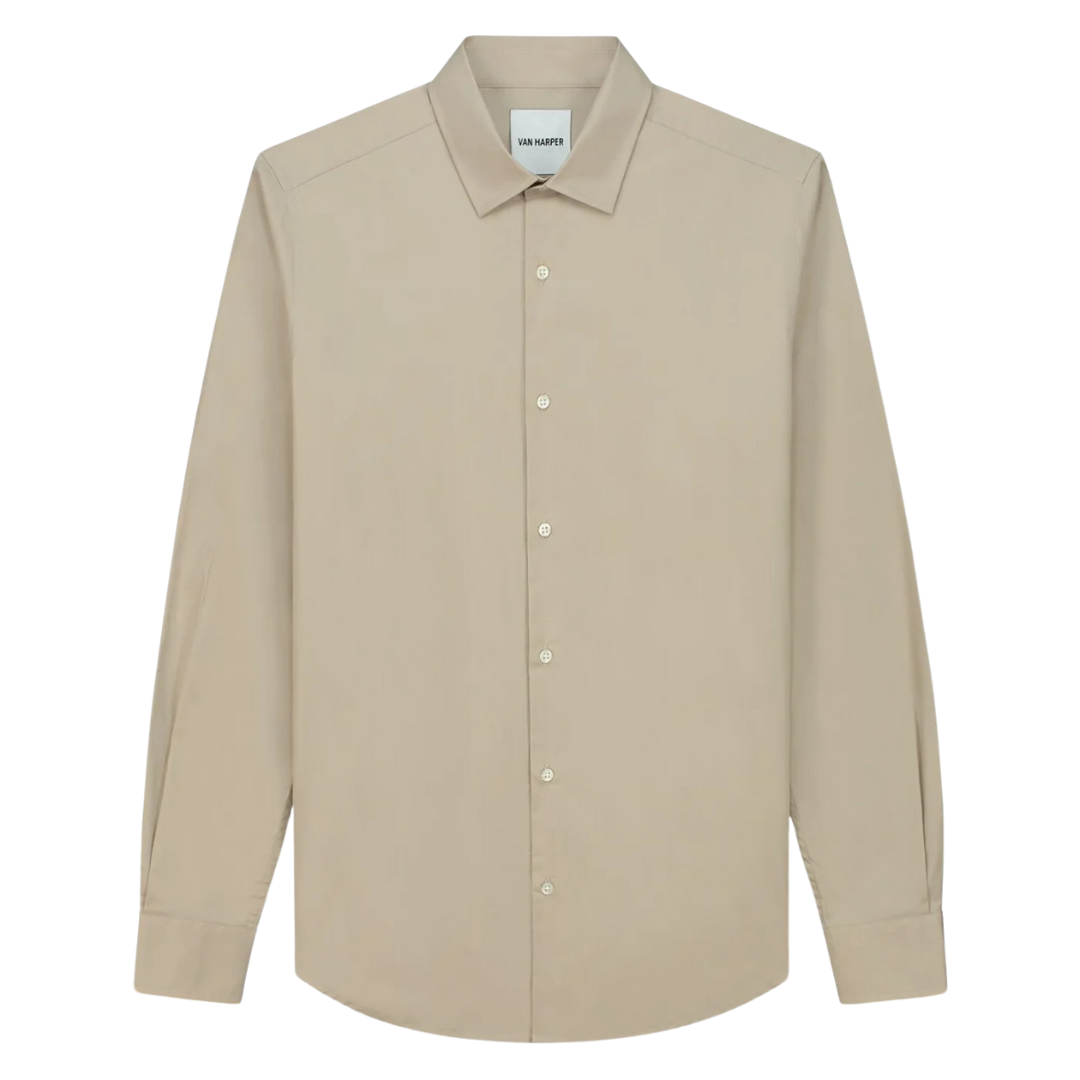 Organic Cotton Stretch Shirt - Beige