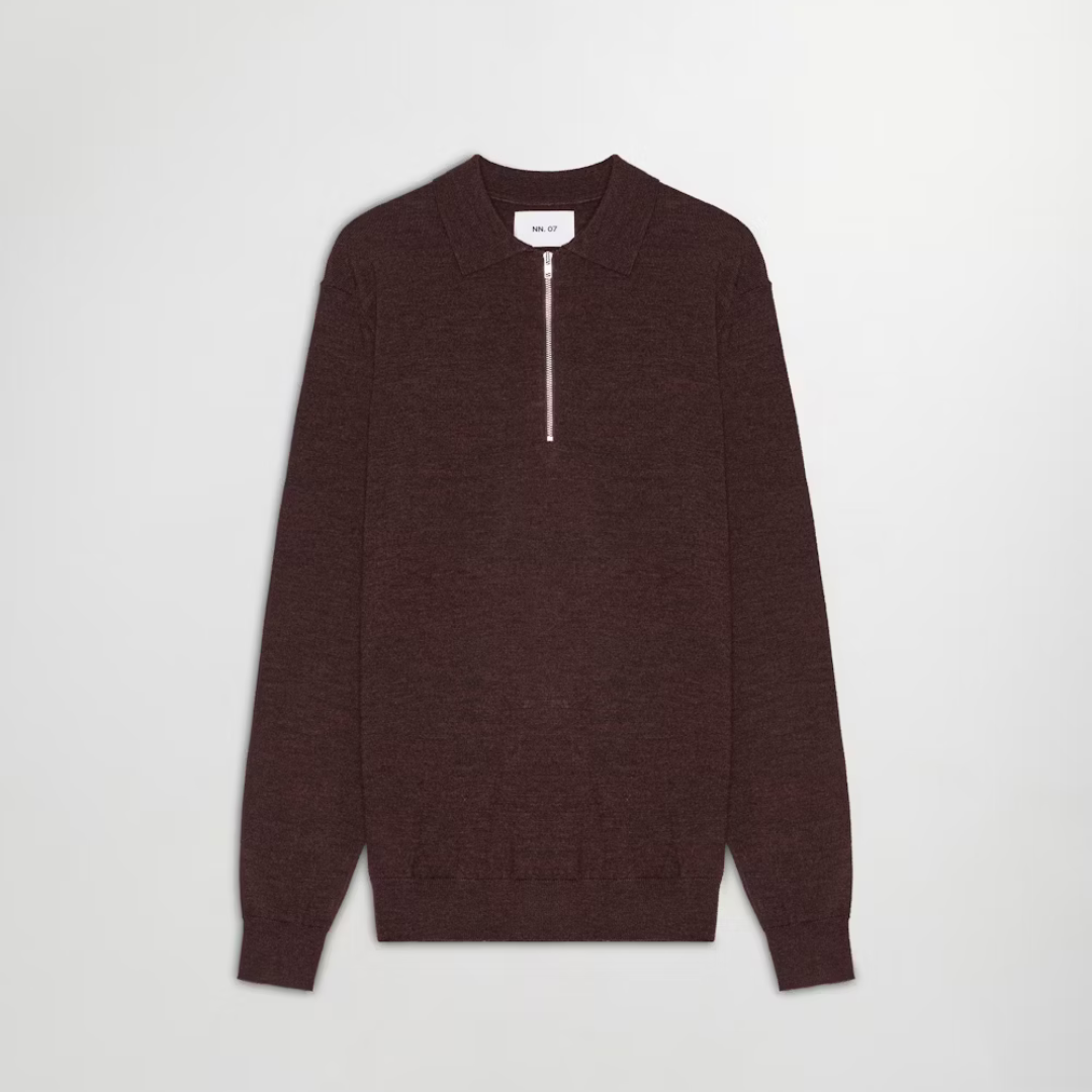 Sergio Zip Polo - Brown Melange