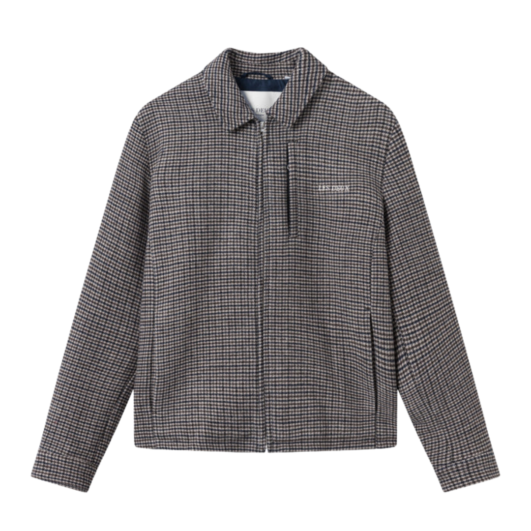 Manuel Houndstooth Wool Jacket - Dark Sand/Black