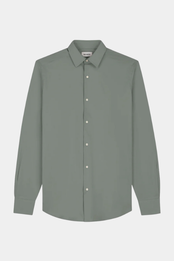Cotton Stretch Shirt LS - Leaf Green