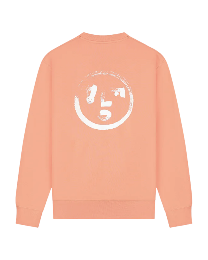 Brushstroke Face Crewneck - Burnt Coral