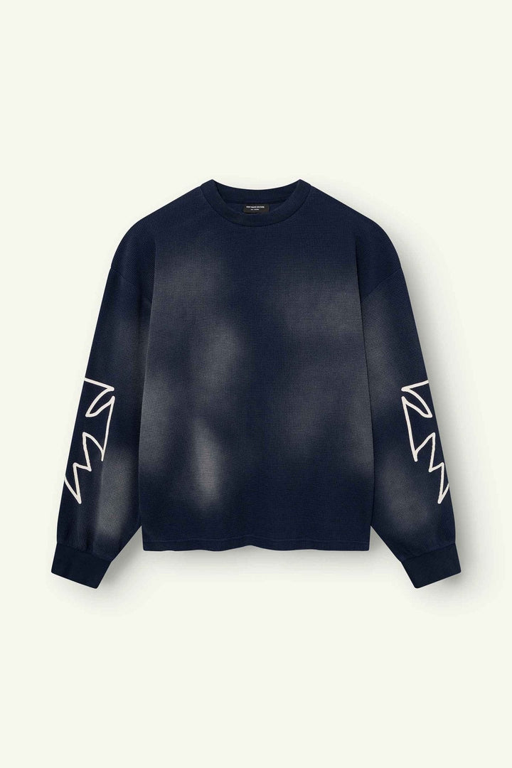 Romiya Waffle Longsleeve | Navy Blue - Early access Don't Waste Culture