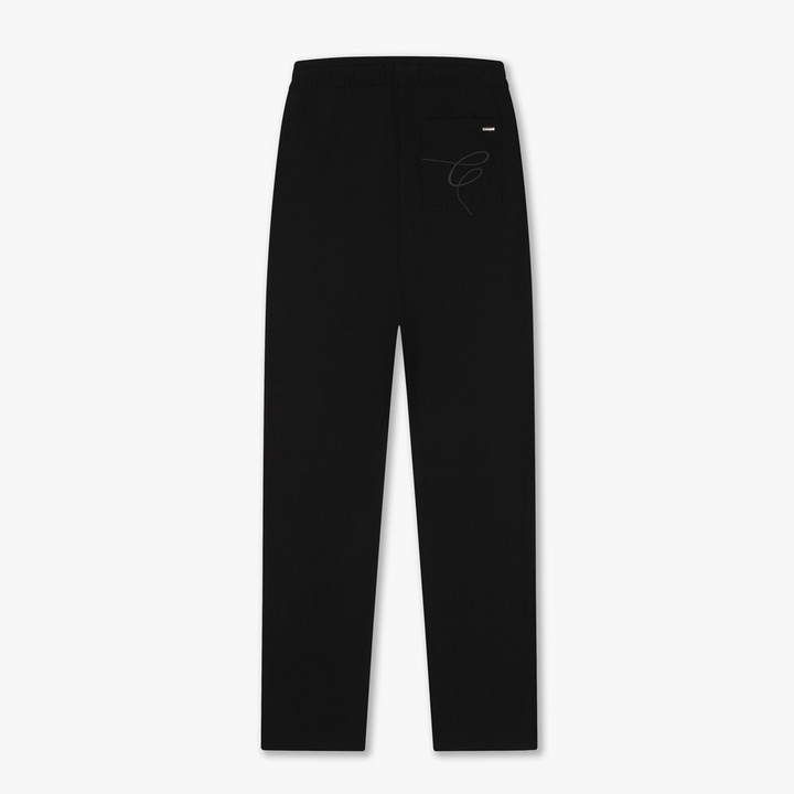 Ribbed Straight Leg Pants - Black