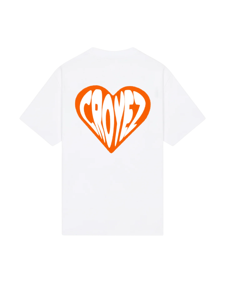 Puffed Heart T-Shirt - White/Orange