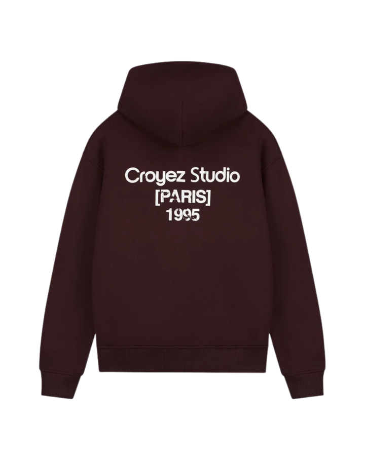 Studio Damaged Zip Hoodie - Raisin Red