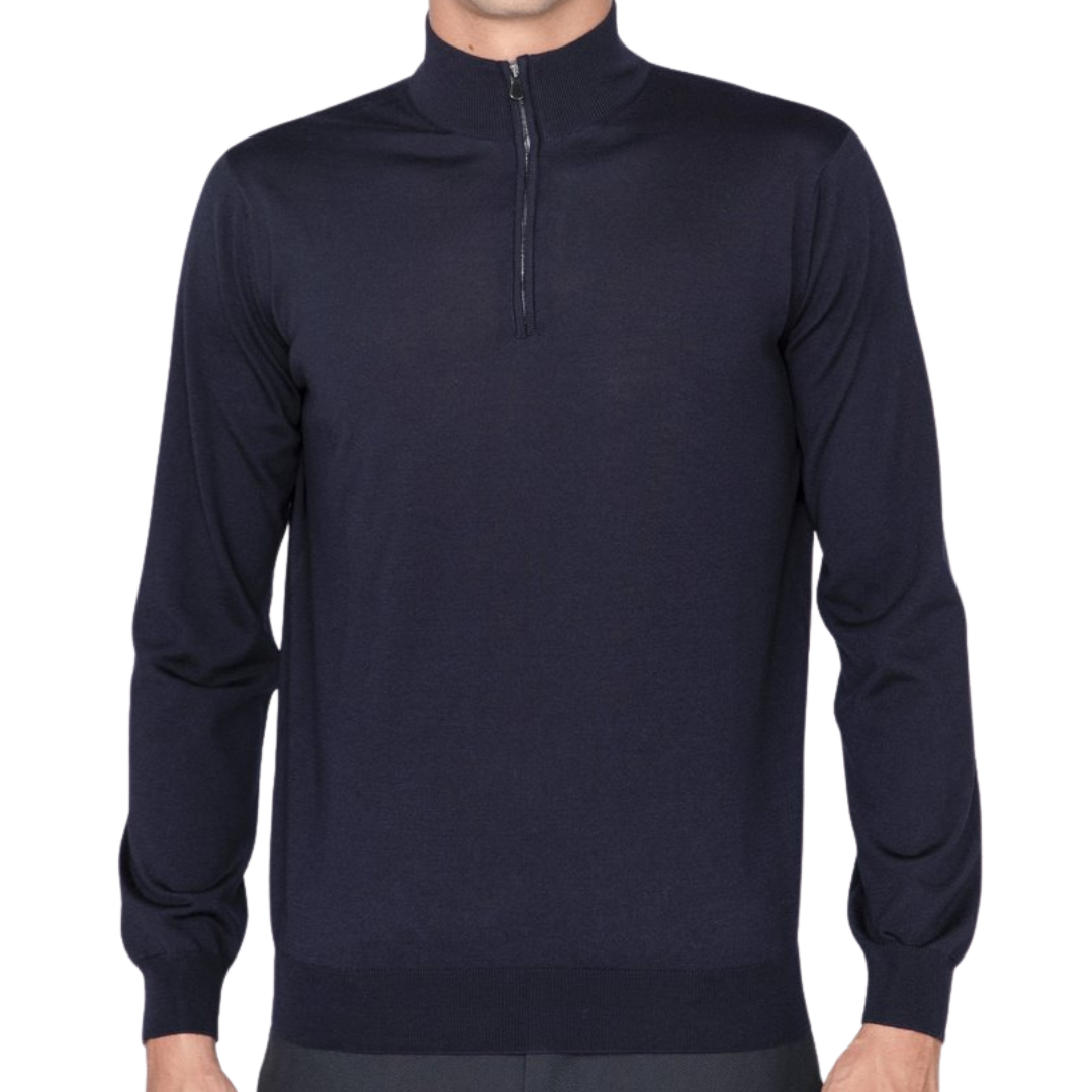 Mezza Zip Merino - Navy