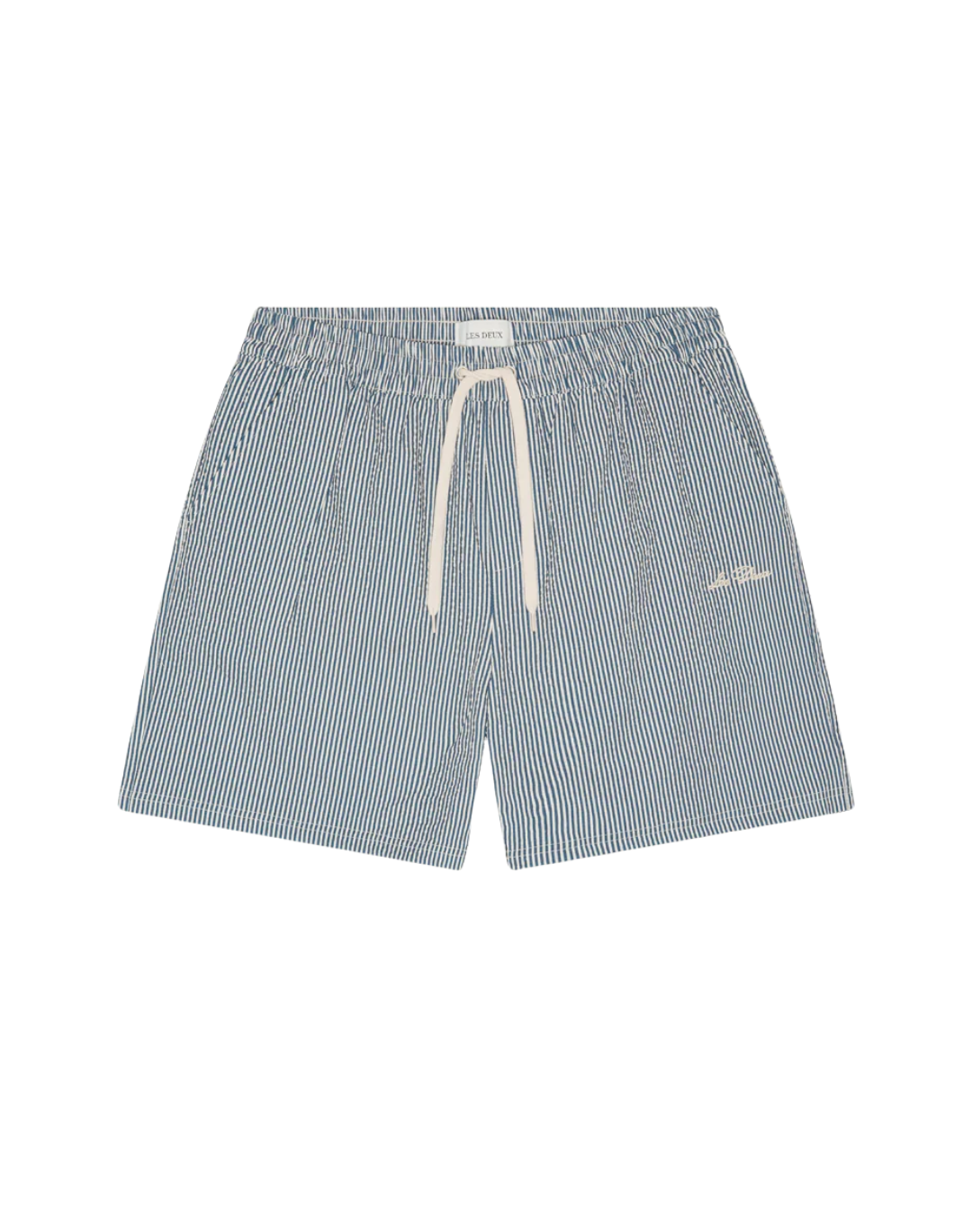 Stripe Seersucker Swim Shorts | Dark Denim Blue