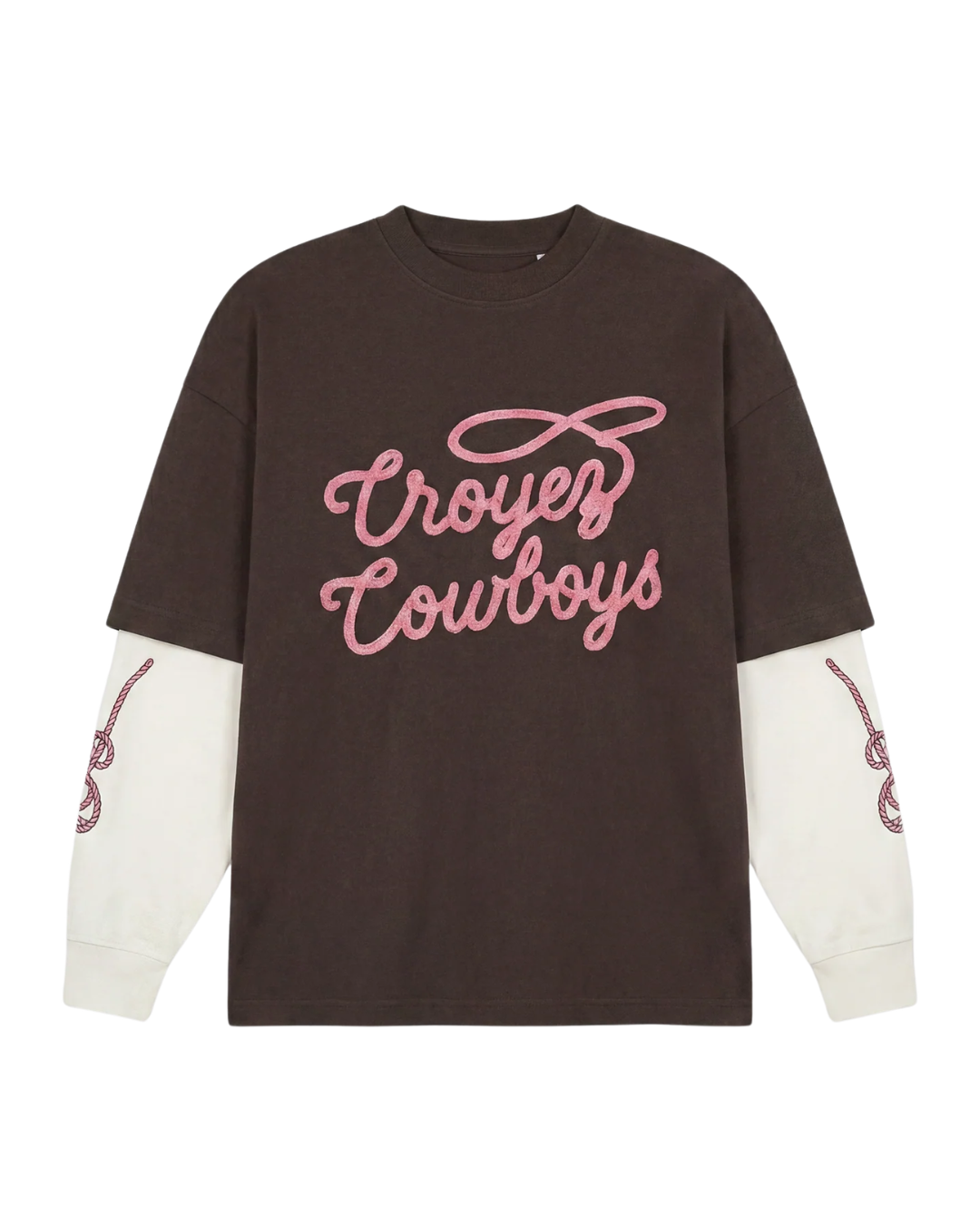 Croyez Cowboys Double Sleeve T-Shirt | Washed Brown