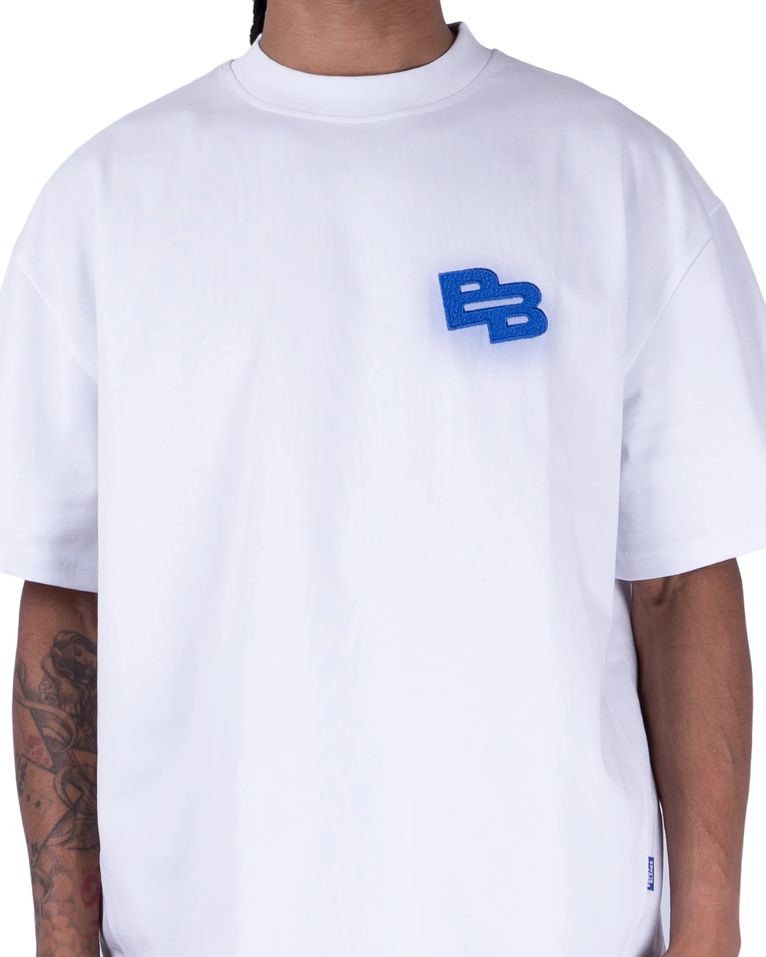 Banner T-Shirt - White/Cobalt