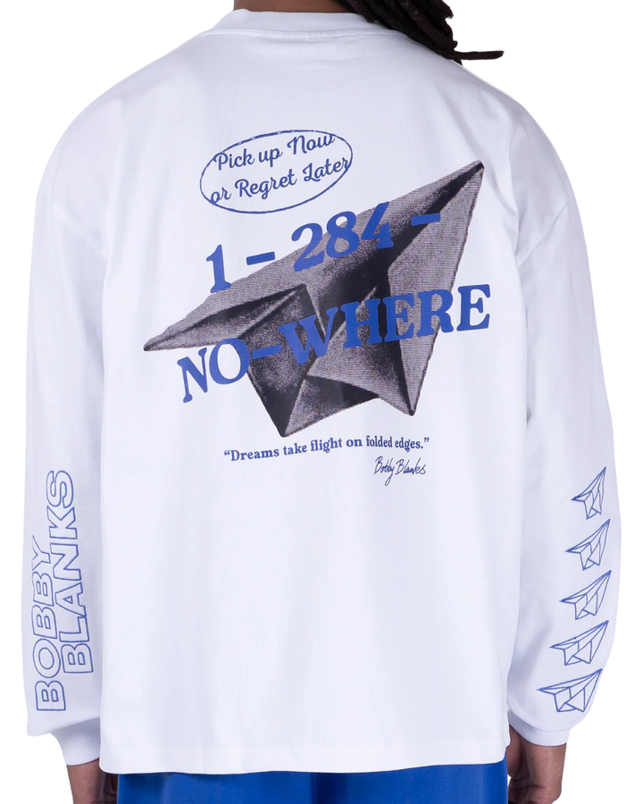 Bookmark Longsleeve - White/Cobalt