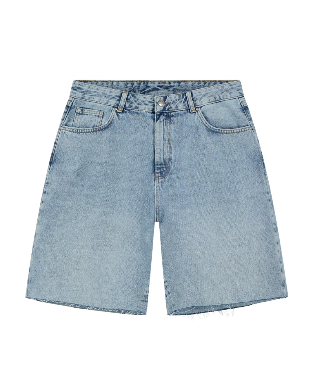 Denim Raw Edge Shorts - Mid Stone Wash