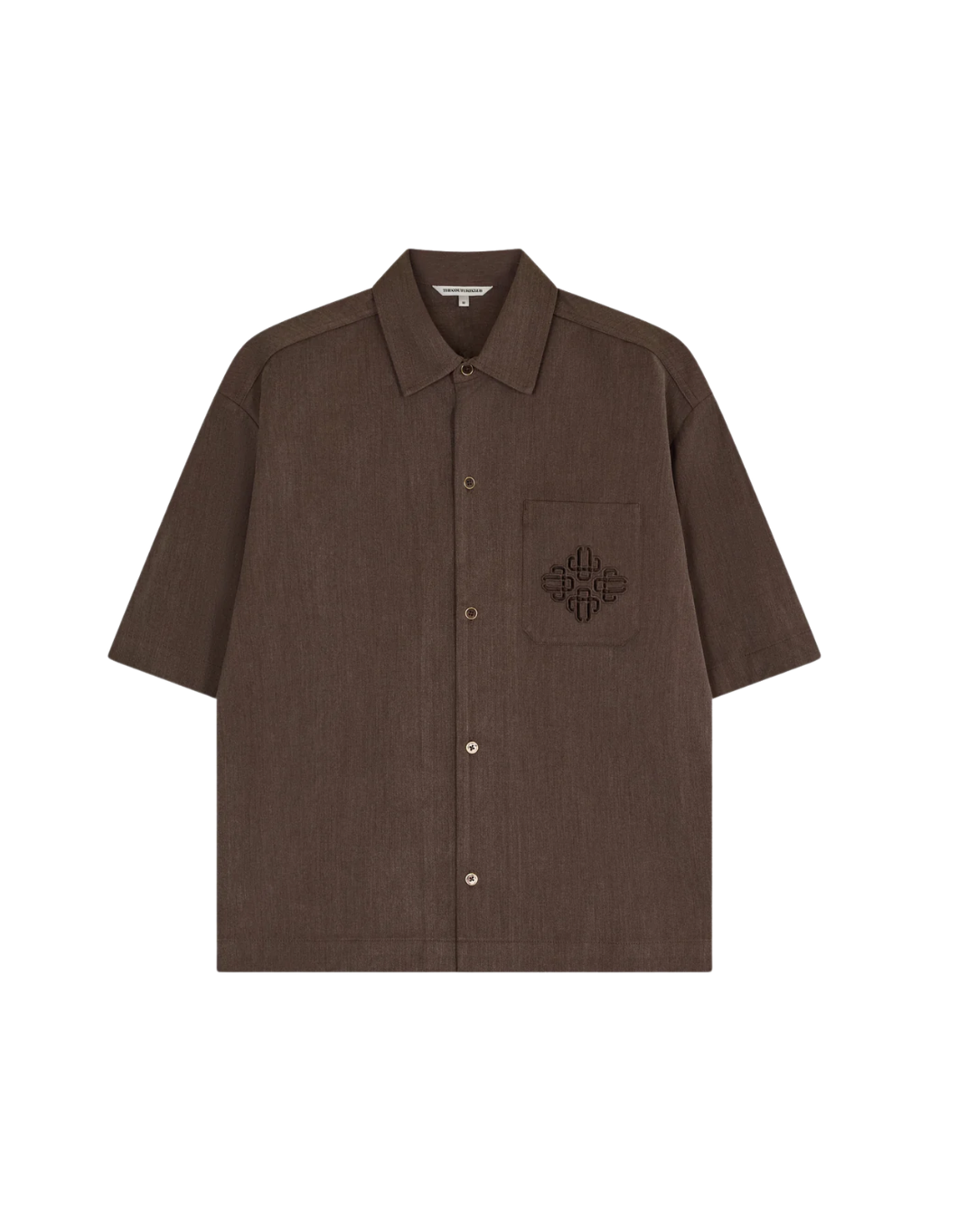 Laser Cut Emblem Shirt - Brown