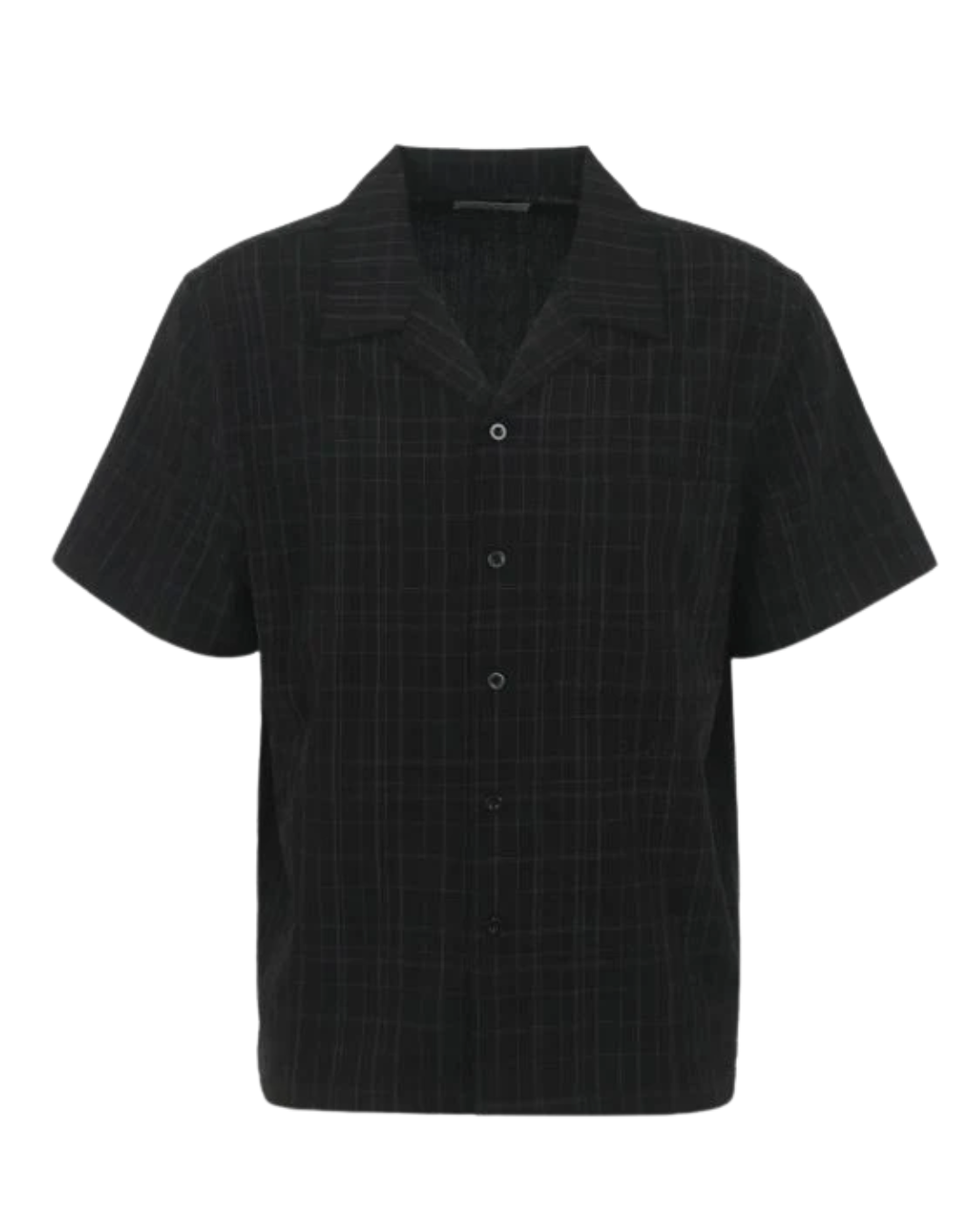 Fine Check Camp Shirt - Black