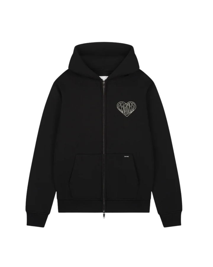 Croyez Stitched Heart Zip Hoodie - Black/Lightyellow