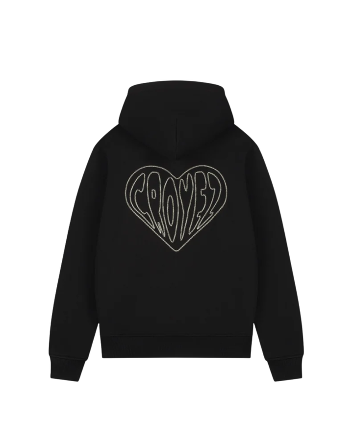 Croyez Stitched Heart Zip Hoodie - Black/Lightyellow