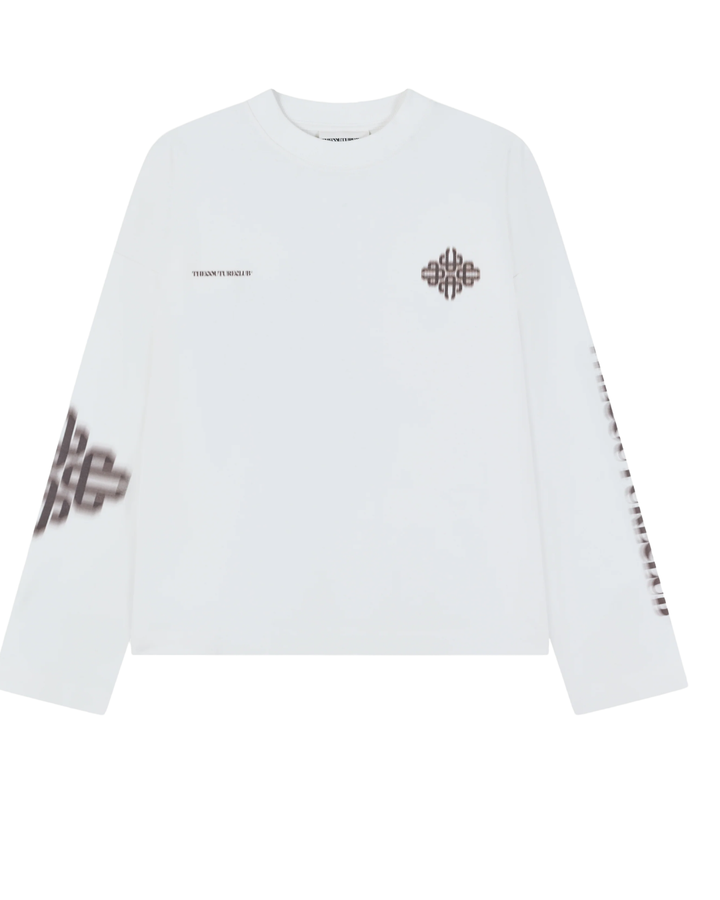 Motion Blurred Long Sleeve T-Shirt - Off White