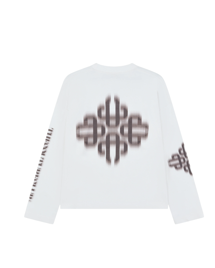 Motion Blurred Long Sleeve T-Shirt - Off White