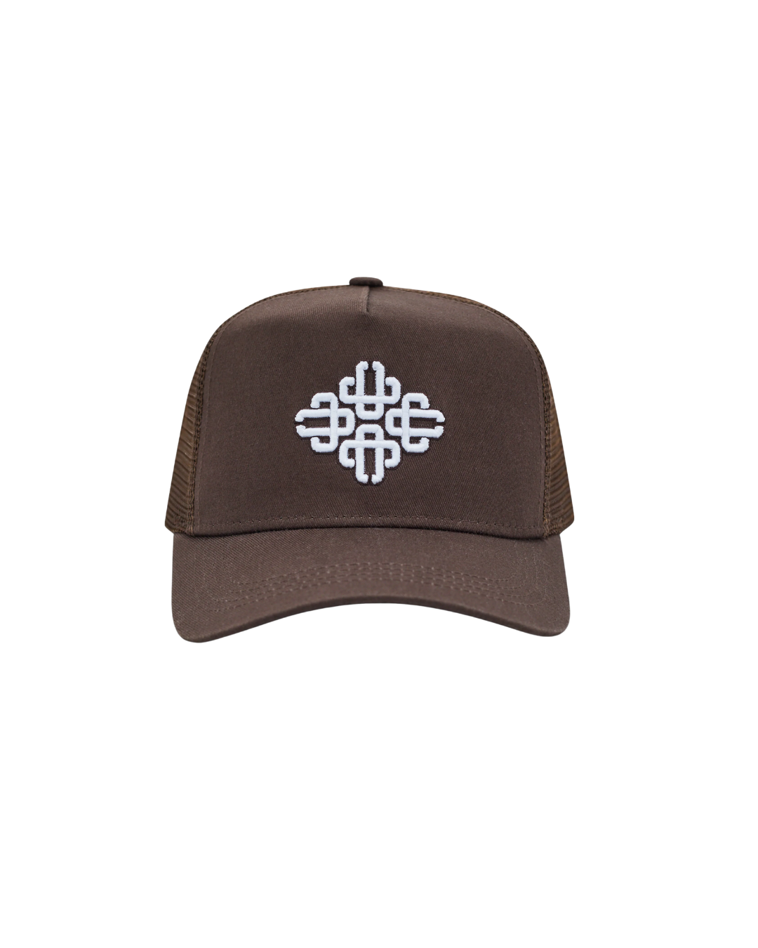Emblem Embroided Mesh Back Cap - Brown