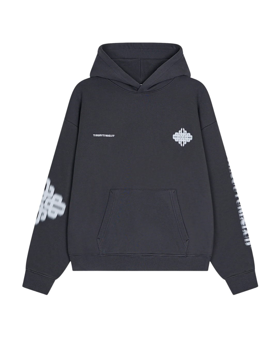 Motion Blurred Emblem Hoodie - Charcoal