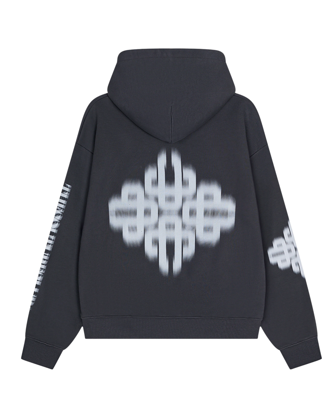 Motion Blurred Emblem Hoodie - Charcoal