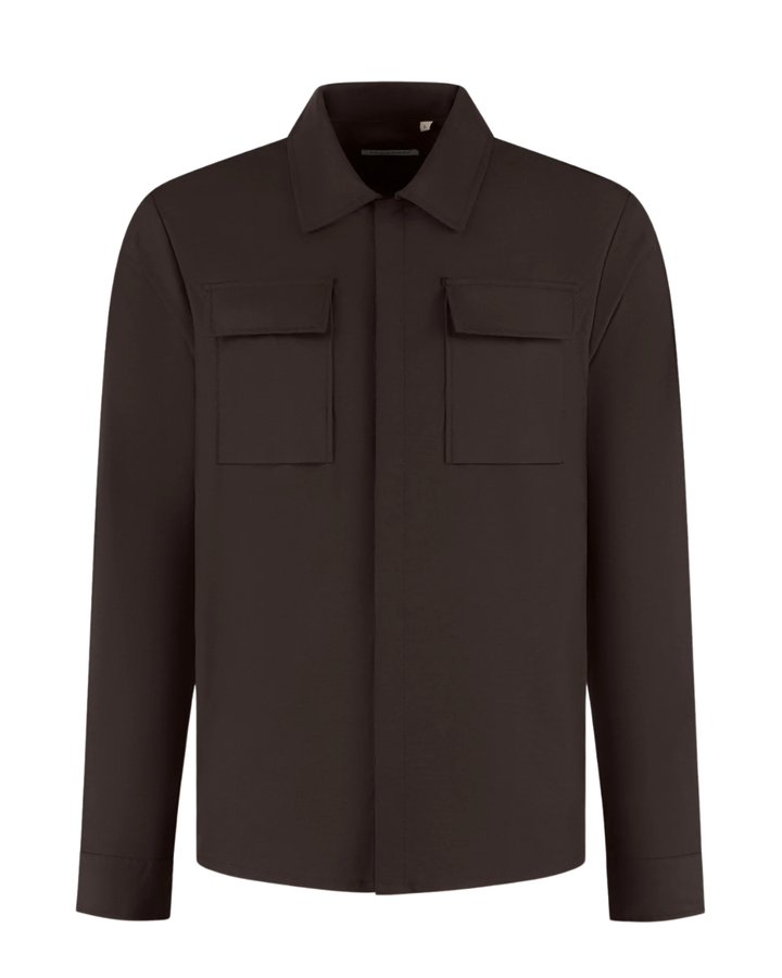 Cesare Wool Blend Overshirt - Dark Brown