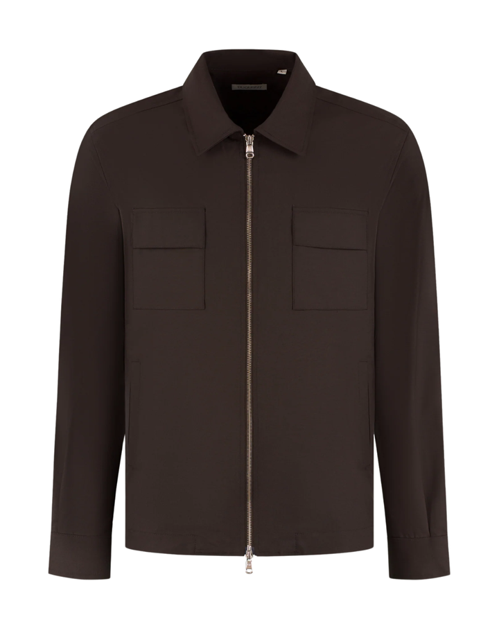 Wool Stretch Jacket Casella - Dark Brown