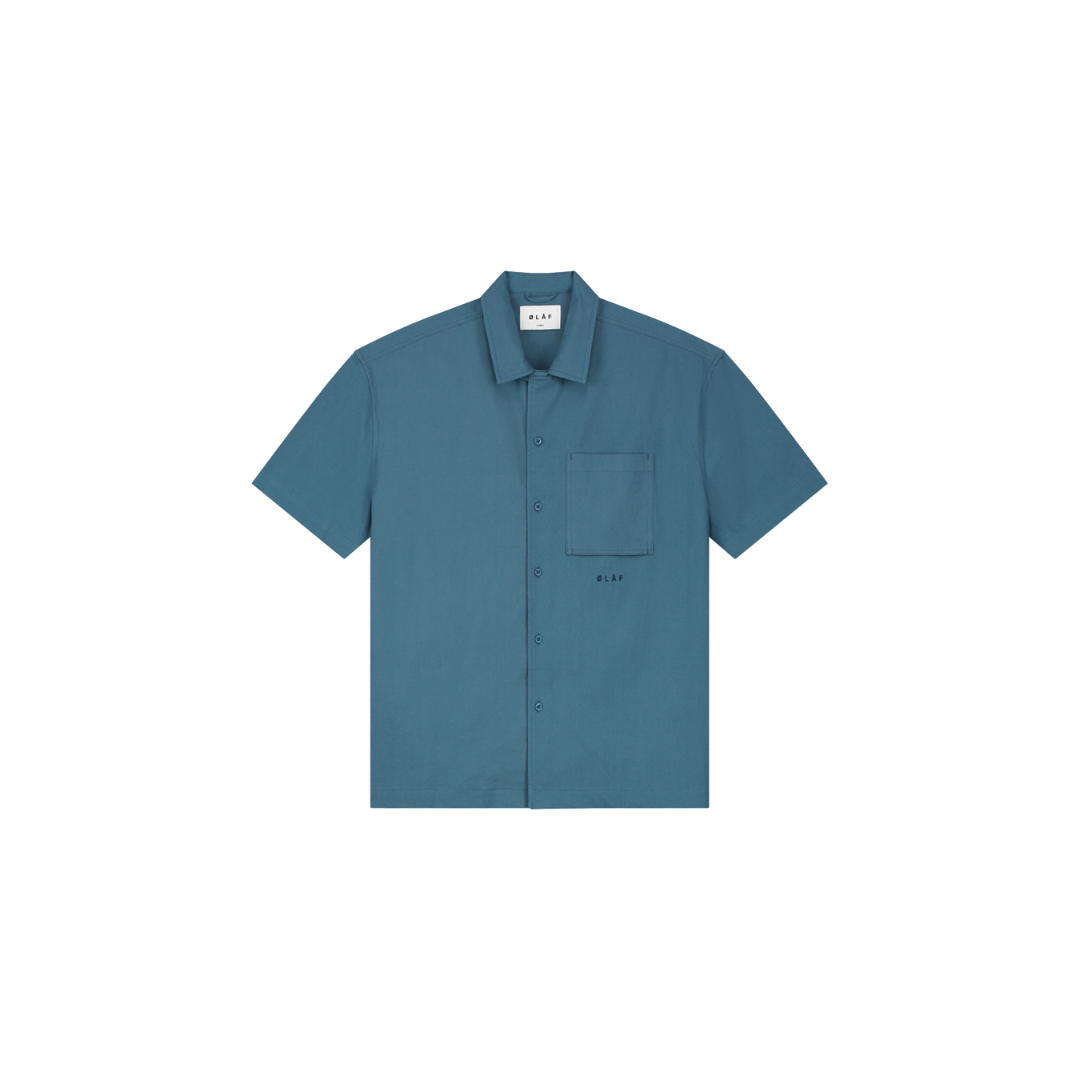 Cotton Linen SS Shirt - Ocean