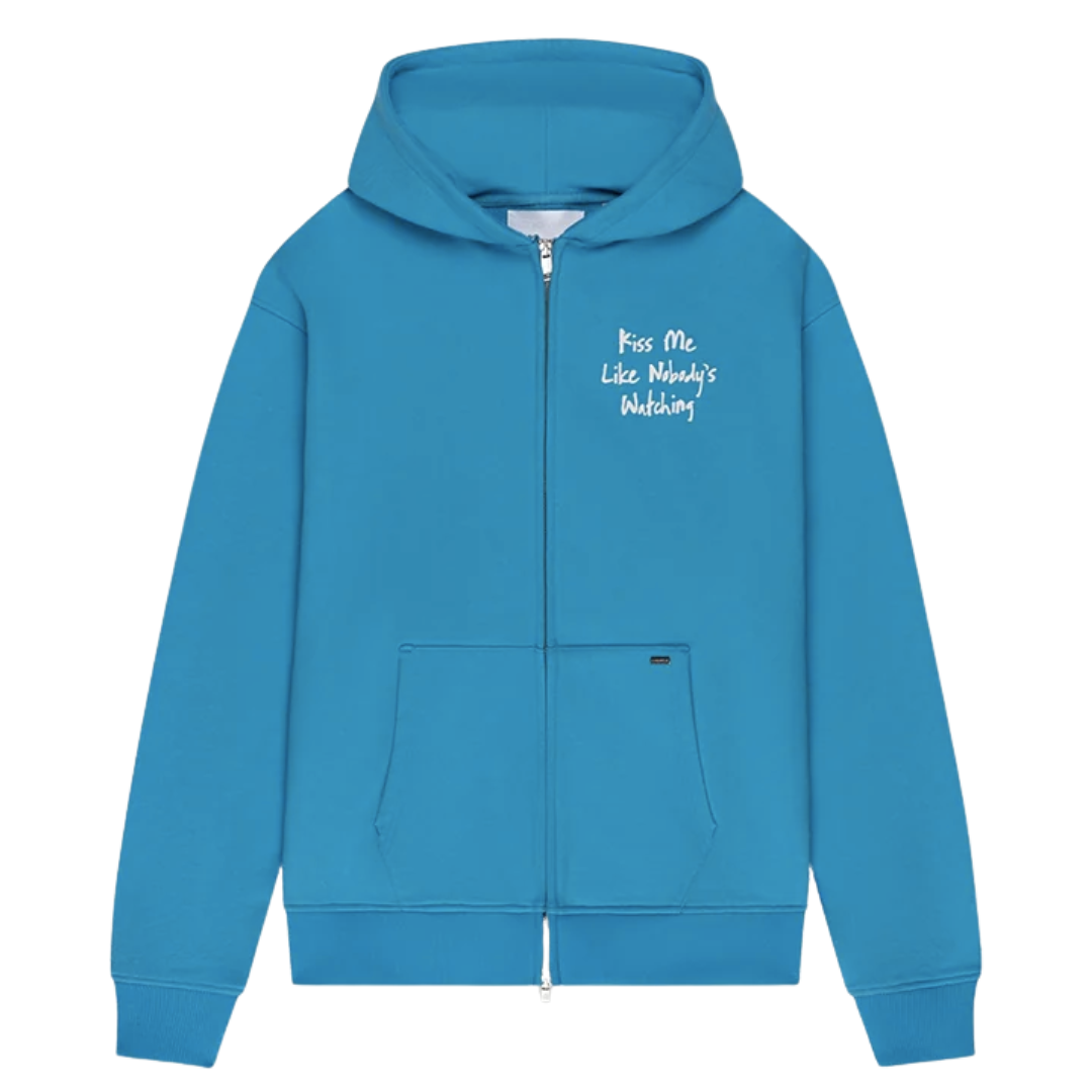 Kiss Me Like Zip Hoodie - Blue
