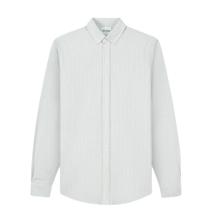 Organic Cotton Oxford Shirt - Light Grey Stripes
