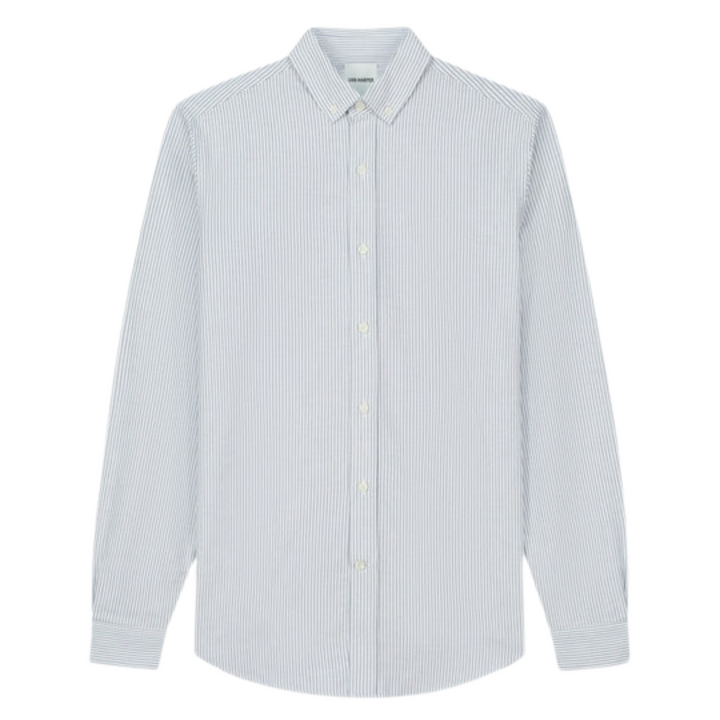 Organic Cotton Oxford Shirt - Navy Stripes