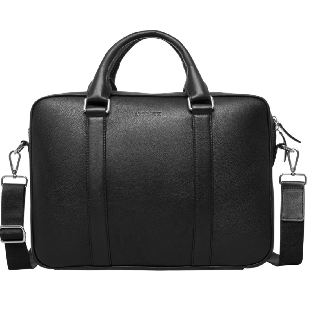 Leather Computer Bag - Black
