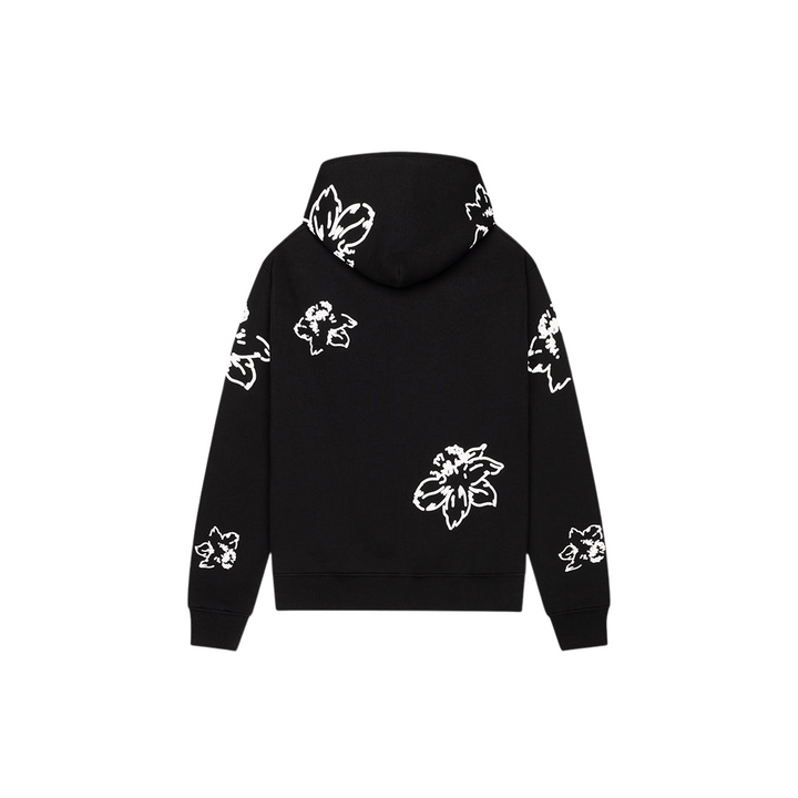 Flower Zip Hoodie - Black