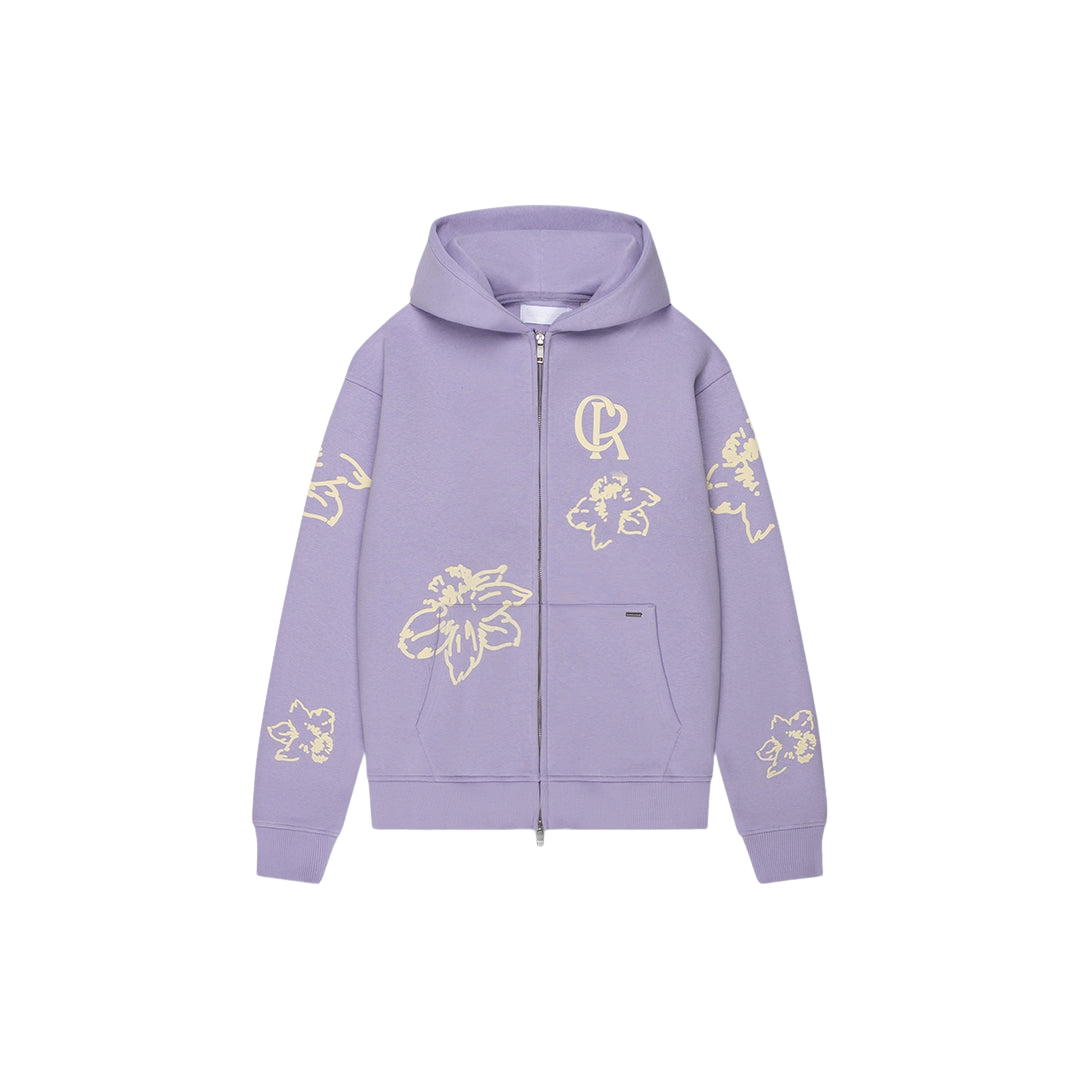 Flower Zip Hoodie - Lilac
