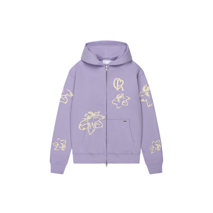 Flower Zip Hoodie - Lilac